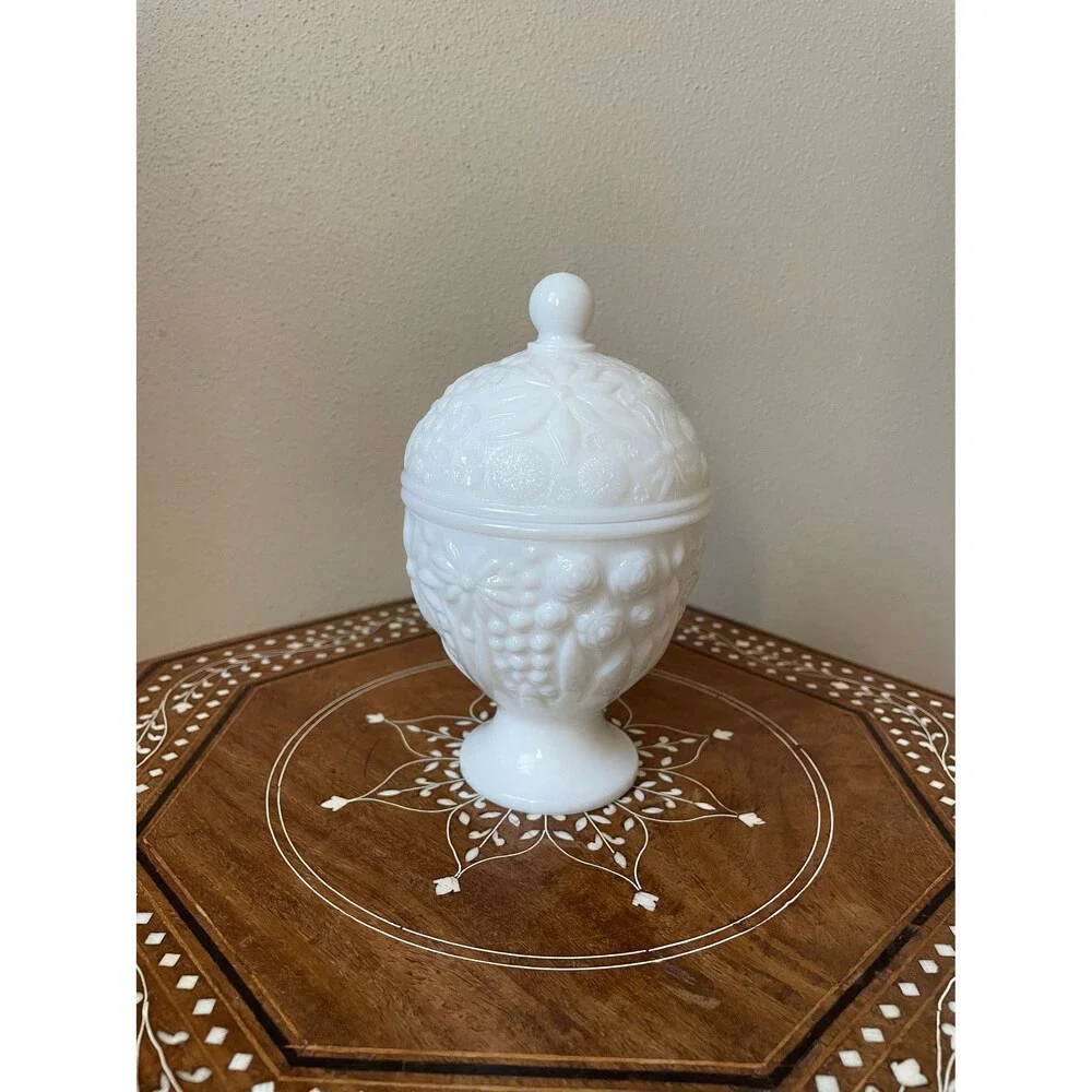 Vintage AVON Milk Glass Egg Shaped Covered Candy Dish